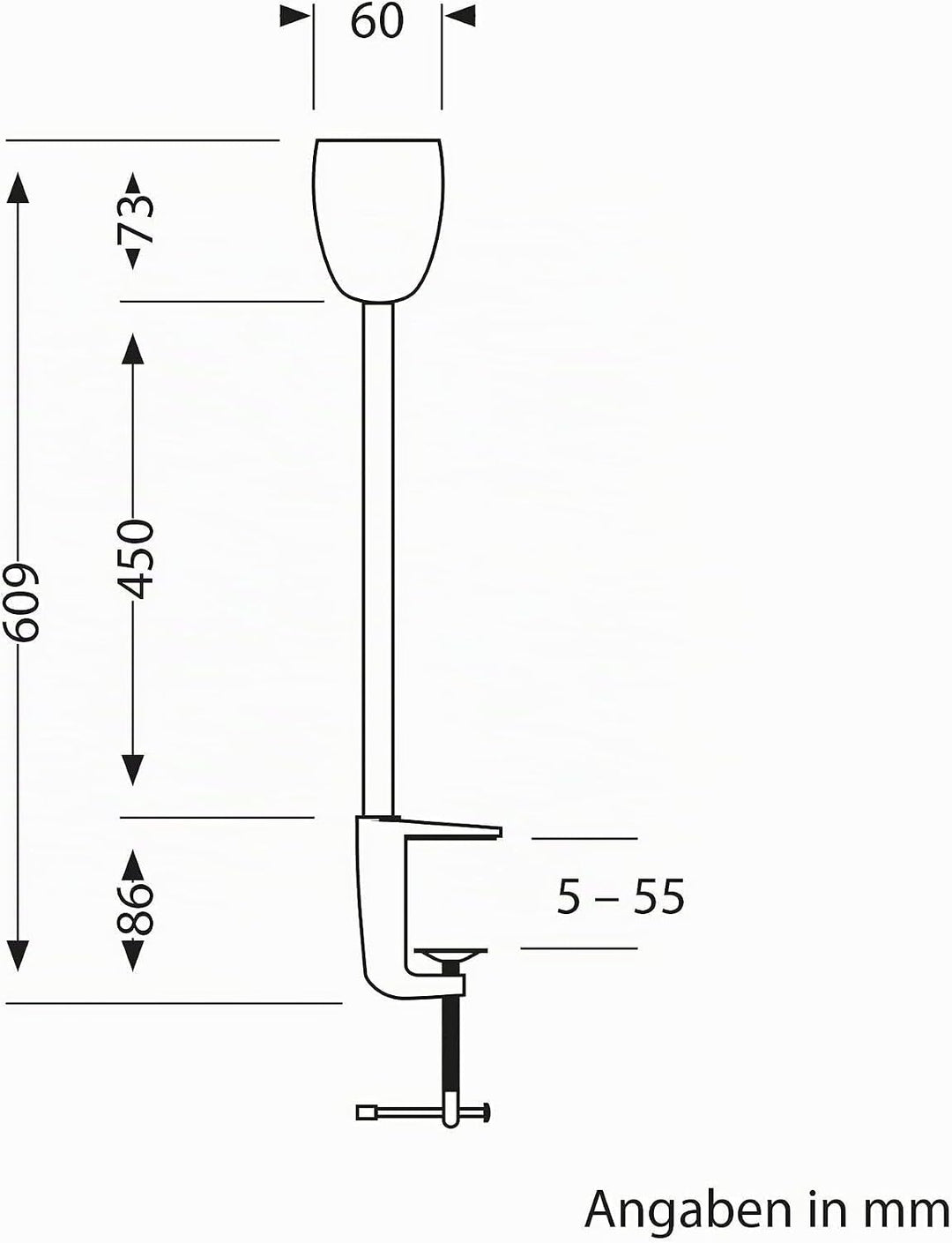 ledscom.de GU10 Klemmlampe KLUK mit Schwanenhals, schwarz inkl. GU10, warm-weiss, 6,826W je 630lm, 2