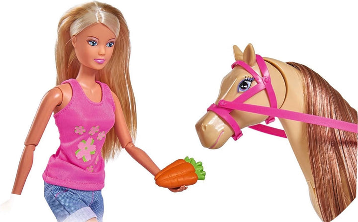 Simba 105733052 - Steffi Love Lovely Horse, Steffi als Reiterin, Pferd mit Magnetfunktion beim Fütte