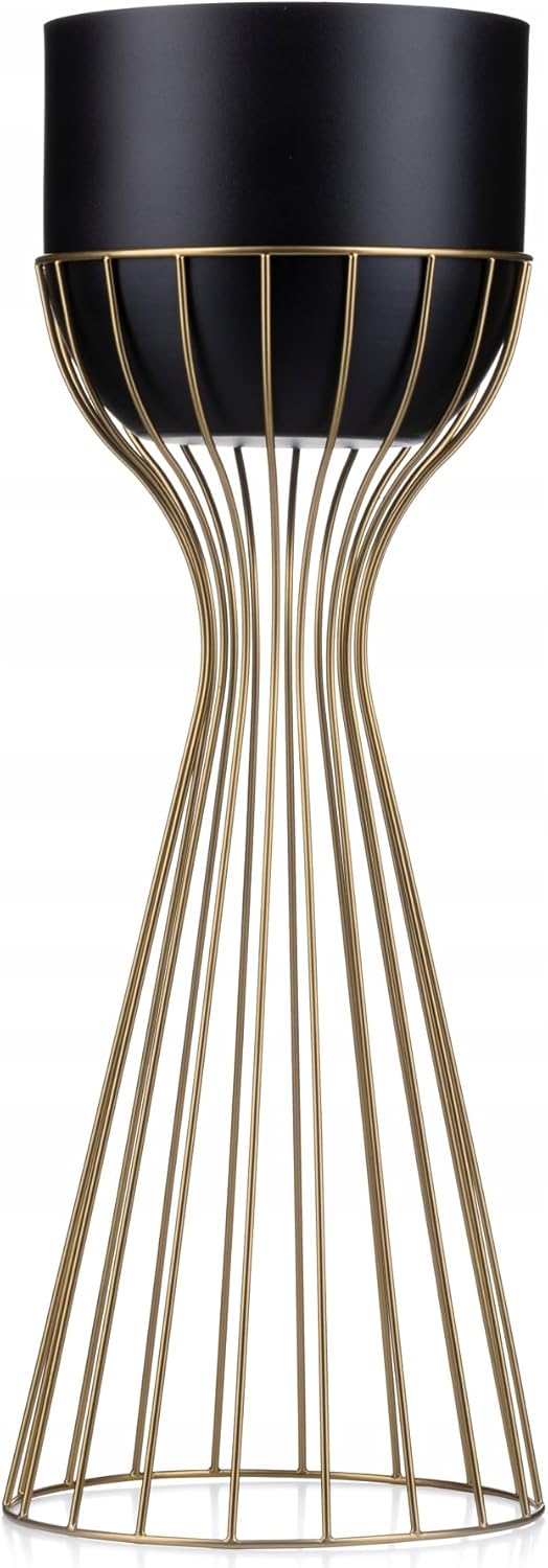 HowHomely Moderne Blumenständer Metall 56 cm Hoch mit Schwarz Blumentopf Rund 18 cm Ø auf Robuste Go