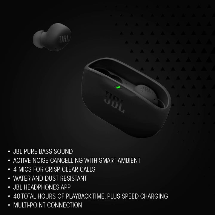JBL Vibe Buds 2 JBLVBUDS2BLK True Wireless Noise Cancelling Bluetooth Earbuds Schwarz