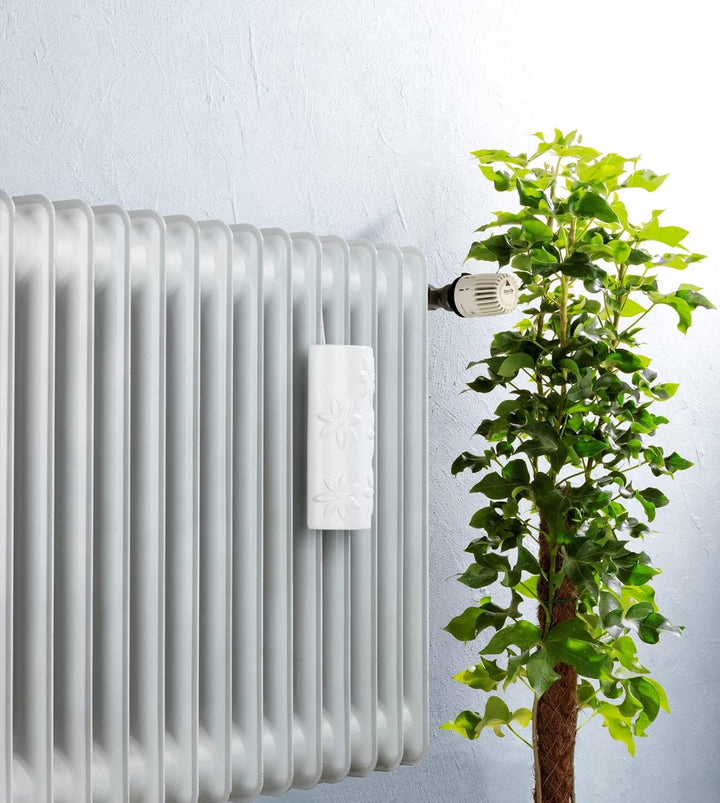 Wenko Luftbefeuchter Blumen Keramik, Raumbefeuchter mit Blumenverzierung für die Heizung Humidificad