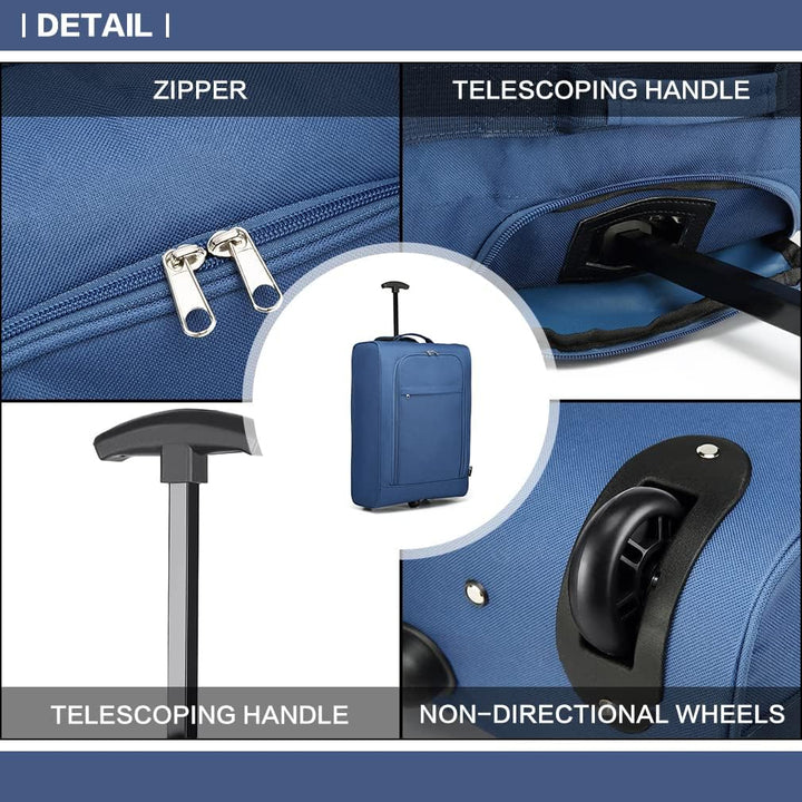 KONO Koffer Softcase (Blau) Blau Kabinentrolley