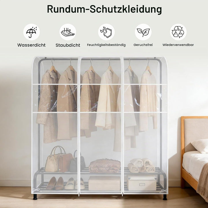6ft Transparente Kleiderstange Stabile Schutzhülle mit Reissverschluss Klare Schutzhülle mit Reissve