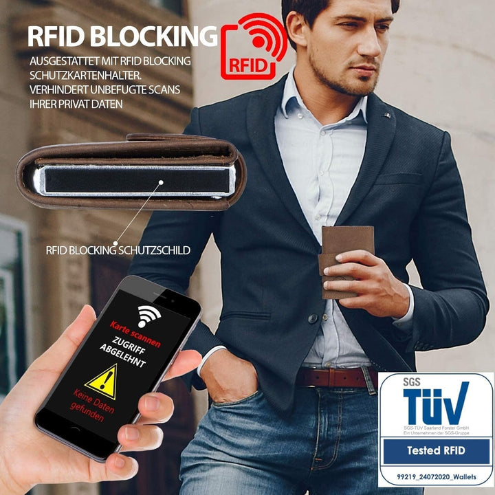 Manufaktur Nikita® Kreditkartenetui Echtleder | Geldbörse mit RFID-Schutz | Wallet für 10 Karten | f