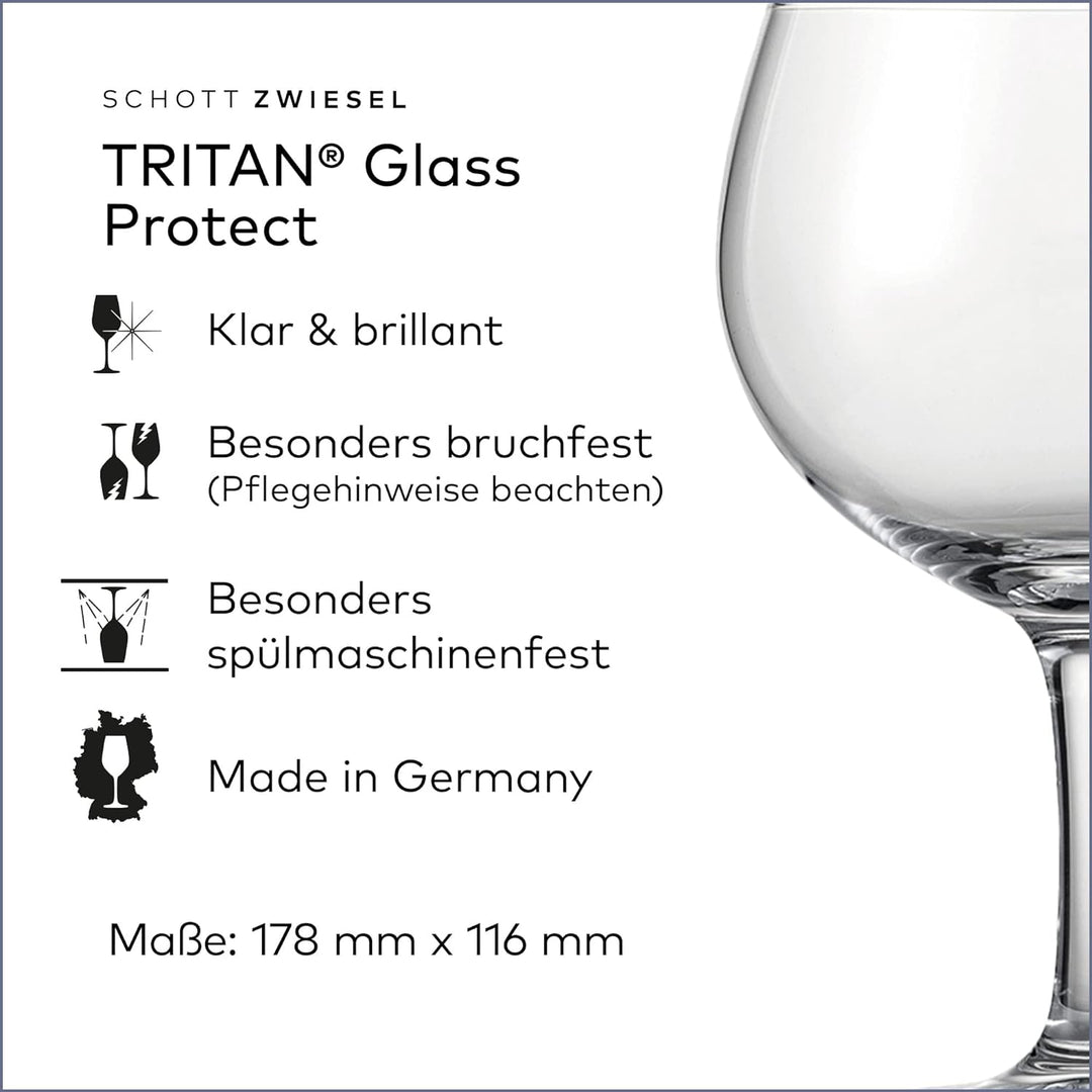SCHOTT ZWIESEL Gin Tonic Glas Bar Special (4er-Set), bauchige Longdrinkgläser für Gin Tonic, spülmas