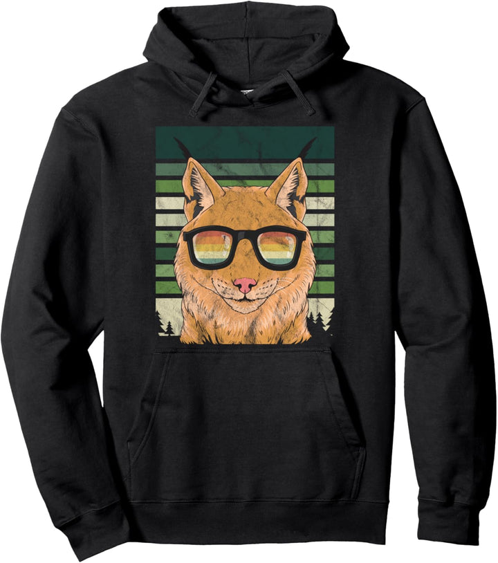 Vintage Luchs Wildkatze Retro Wald Pullover Hoodie