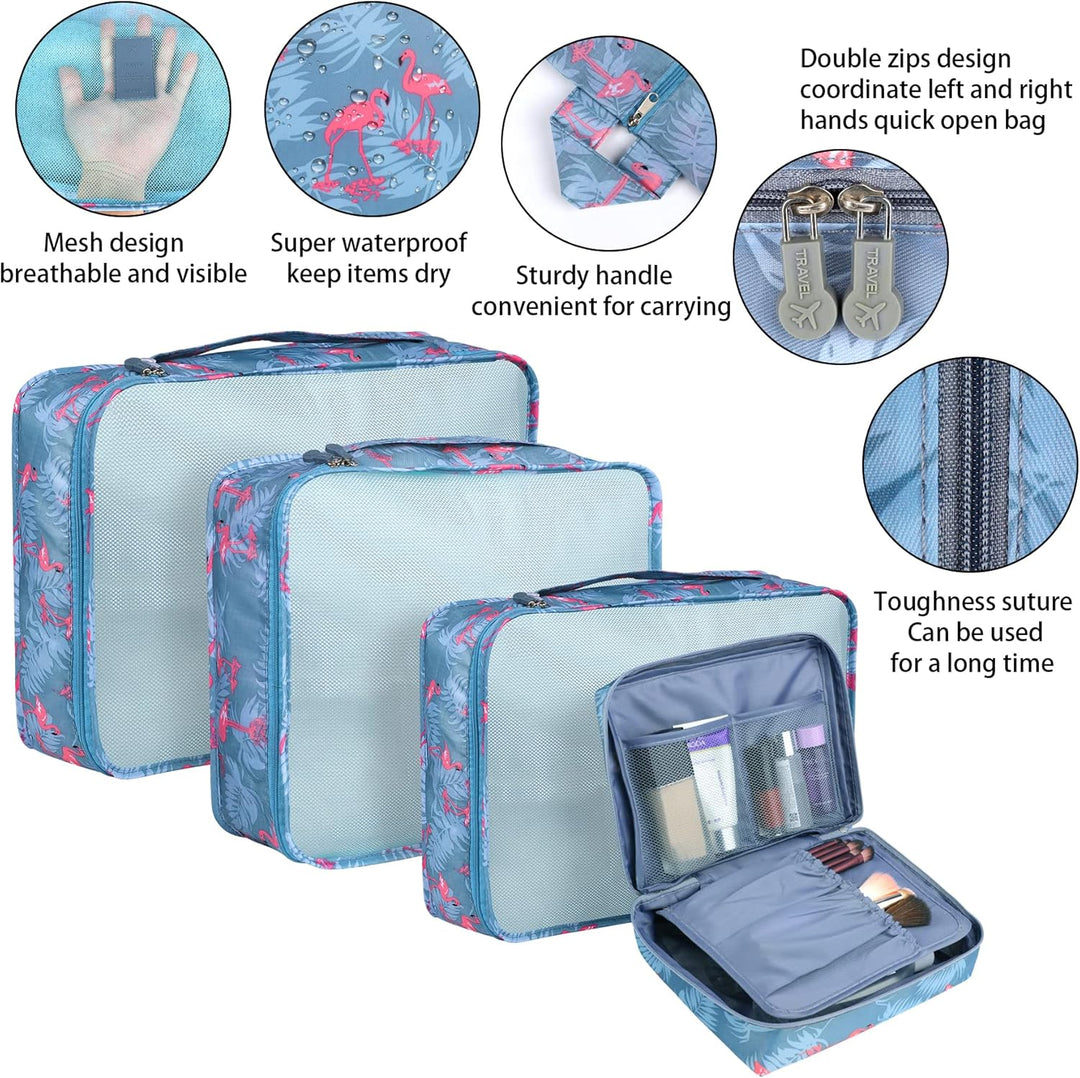 Coolzon Packing Cubes Koffer Organizer, 8 Stück Kofferorganizer Packtaschen Packwürfel mit Schuhbeut
