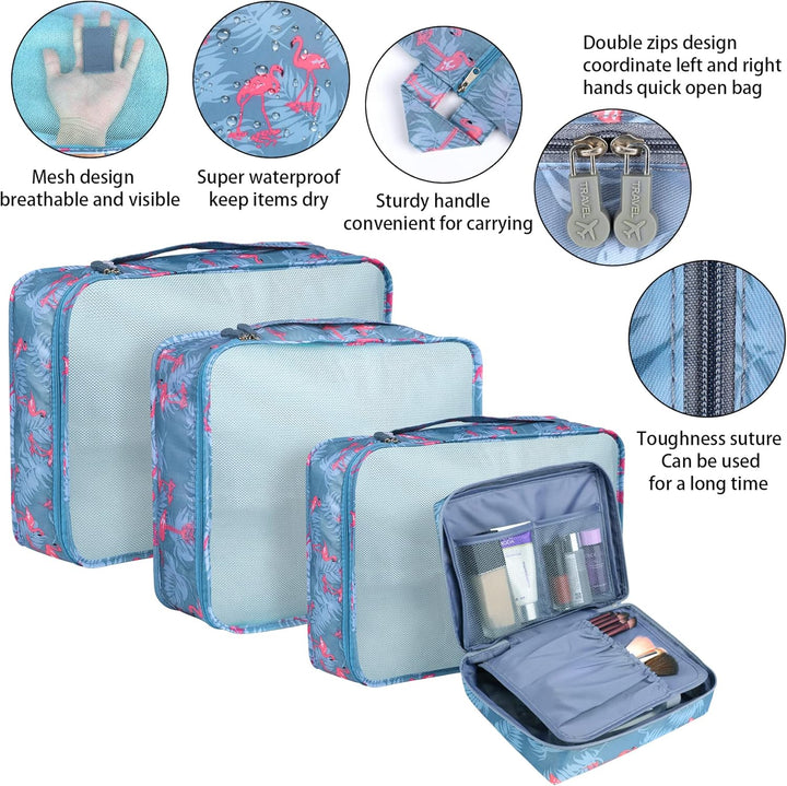 Coolzon Packing Cubes Koffer Organizer, 8 Stück Kofferorganizer Packtaschen Packwürfel mit Schuhbeut