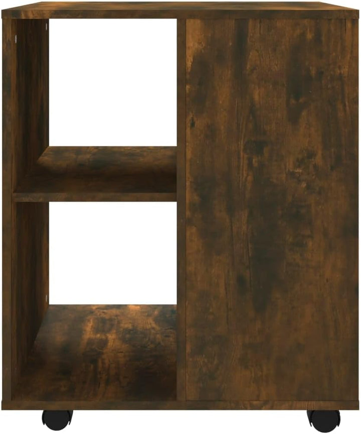 Rollschrank Räuchereiche 60x53x72 cm Holzwerkstoff Rollcontainer mit Regalen Mobiler Aktenschrank mi