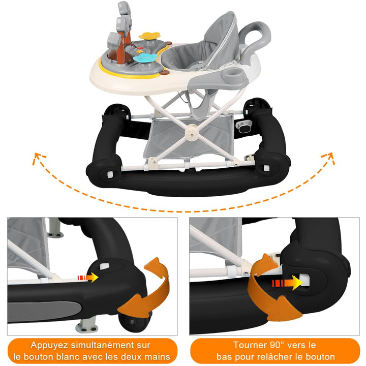 Lauflernhilfe für Babys, mit Spielset und Bodenmatte, robust, faltbar, mit 5 verstellbaren Positione