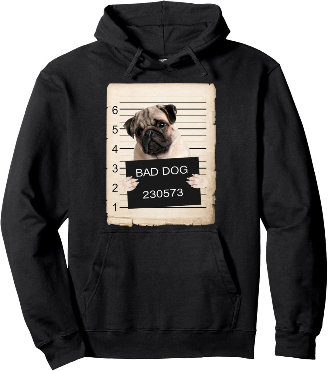 Pug Dog mug shot Pullover Hoodie