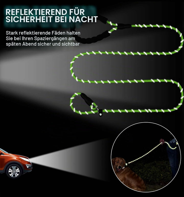 TagME Retrieverleine mit Zugstopp,Reflektierende Seilleine 185 cm Moxonleine,Weicher gepolsterter Gr