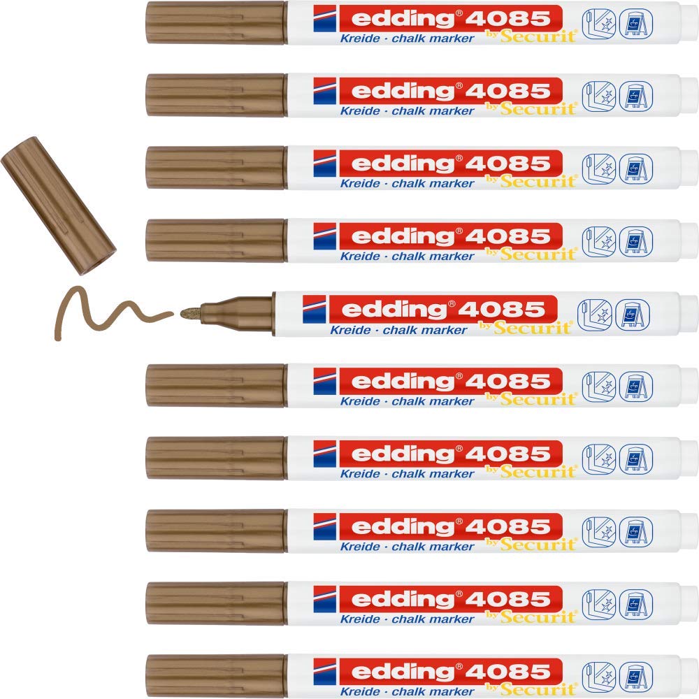 edding 4085 Kreidemarker - kupfer - 10 Kreidestifte - Rundspitze 1-2 mm - dünner Kreidestift für Taf