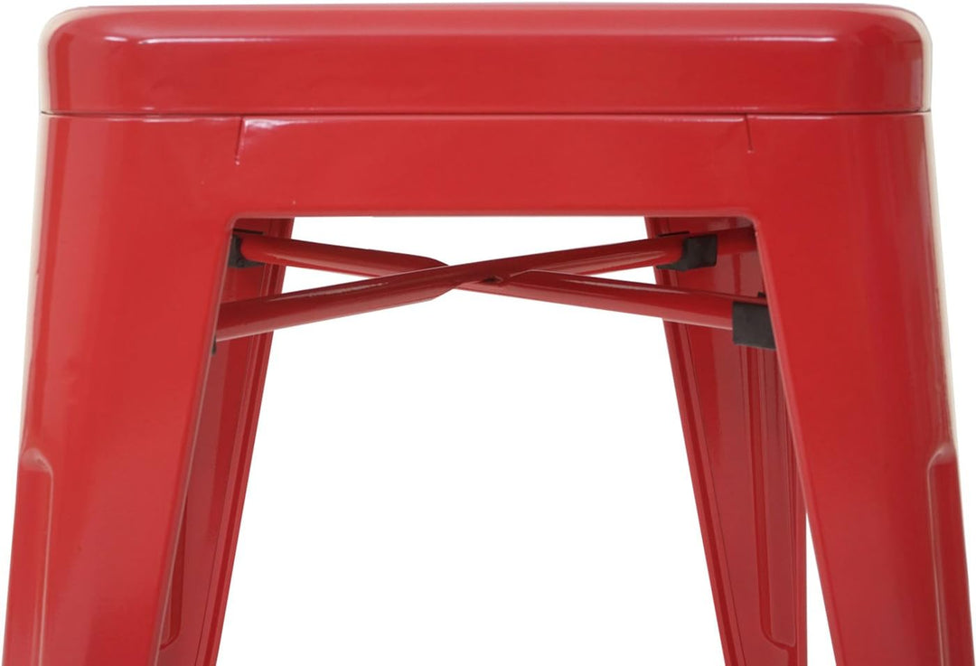 4er-Set Hocker HWC-A73, Metallhocker Sitzhocker, Metall Industriedesign stapelbar - rot