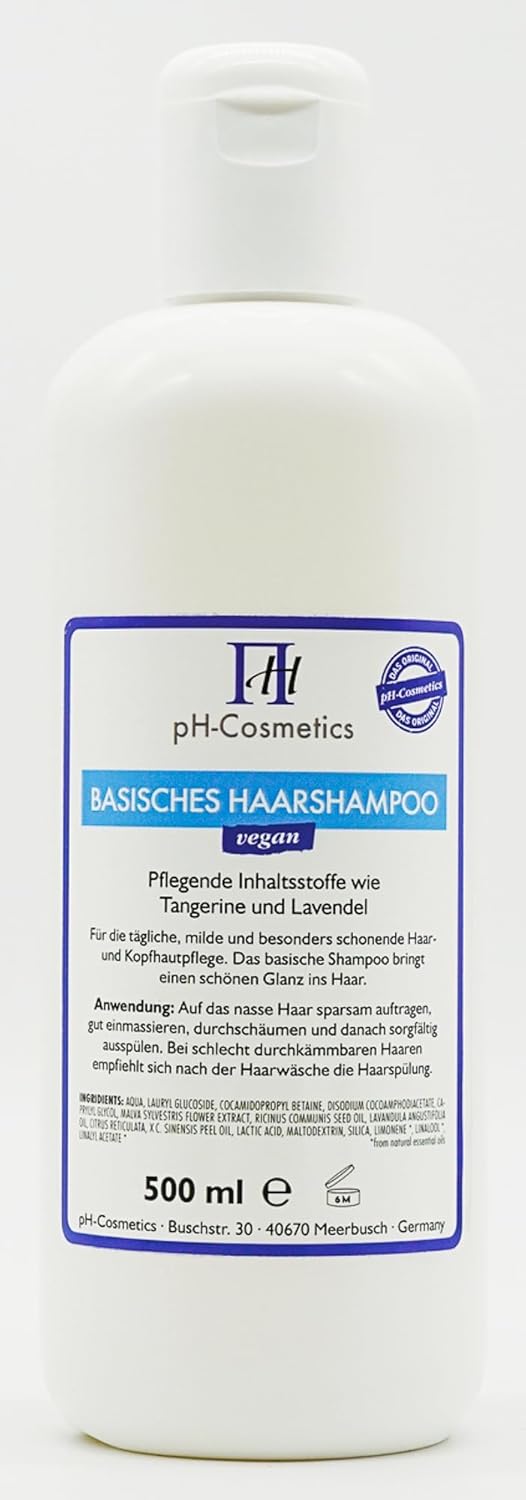 Basisches Haarshampoo pH 8, 2, schonende Pflege mit Basenshampoo, ph-Cosmetics, 500 ml 500 ml (1er P