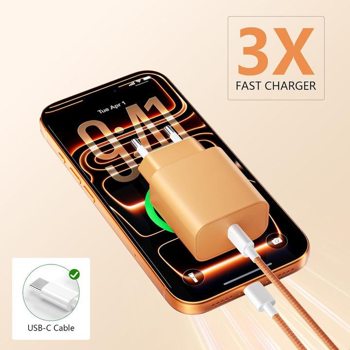 2Pack USB C Ladegerät Ladekabel für iPhone 17/16, 20W USB C Schnellladegerät und Schnellladekabel, T