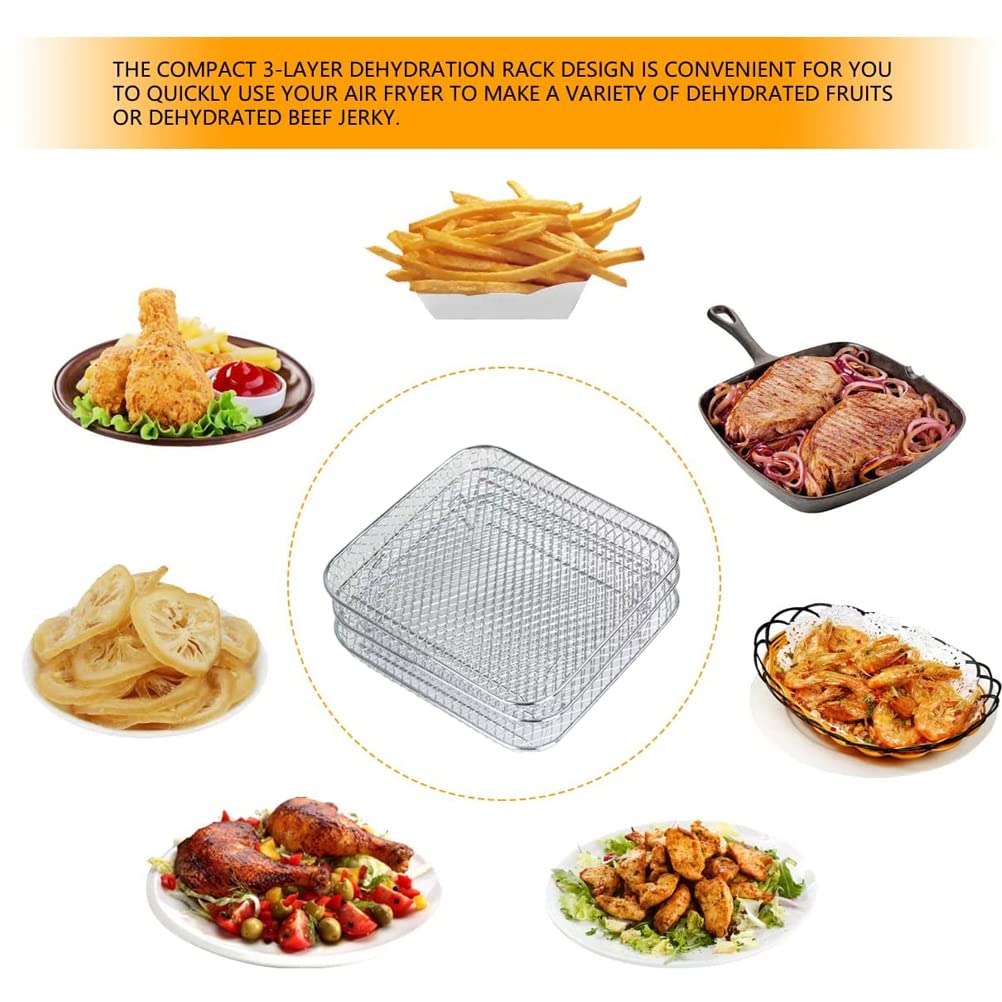 3PCS Air Fryer Rack, Stapelbares Edelstahl Heissluftfritteuse Grillrost Luftfritteuse-Gestell Quadra