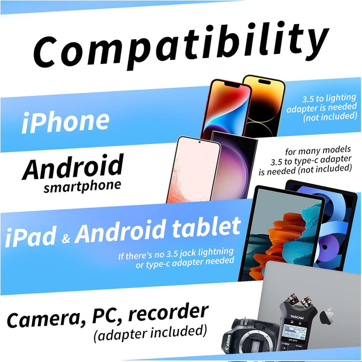 Lavalier Ansteckmikrofon für iPhone X 8 7 7 Plus 6 6s 5 5 5s/iOS/Android | Mini Ansteckmikrofon Mic