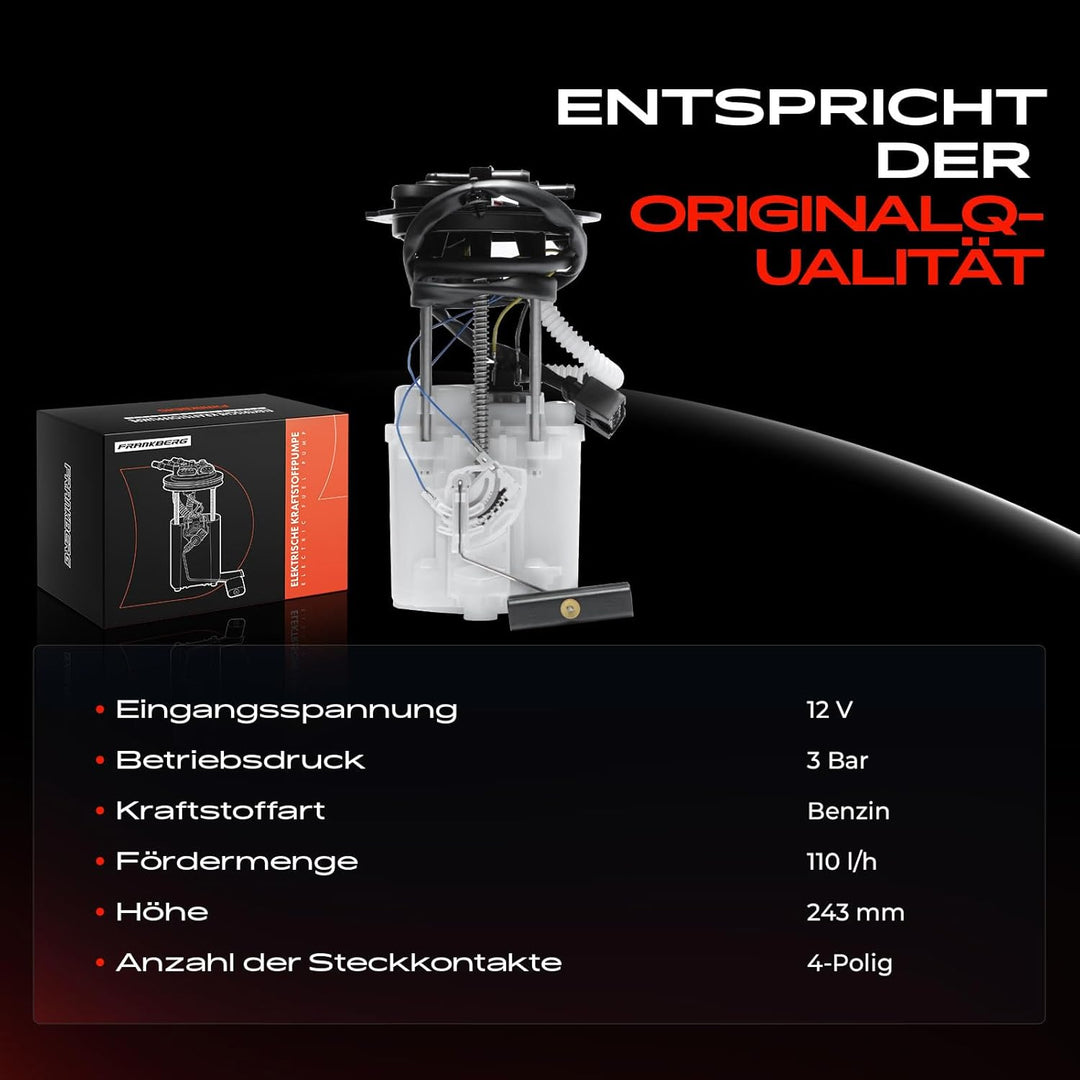 Frankberg Kraftstoffpumpe Benzinpumpe Kraftstoff-Fördereinheit Modul Satz ohne Drucksensor 4-Polig K