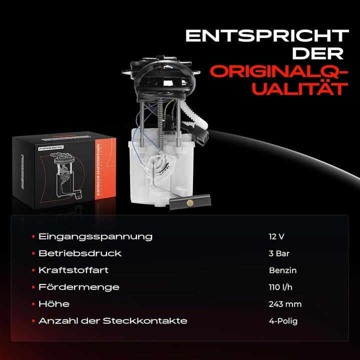 Frankberg Kraftstoffpumpe Benzinpumpe Kraftstoff-Fördereinheit Modul Satz ohne Drucksensor 4-Polig K