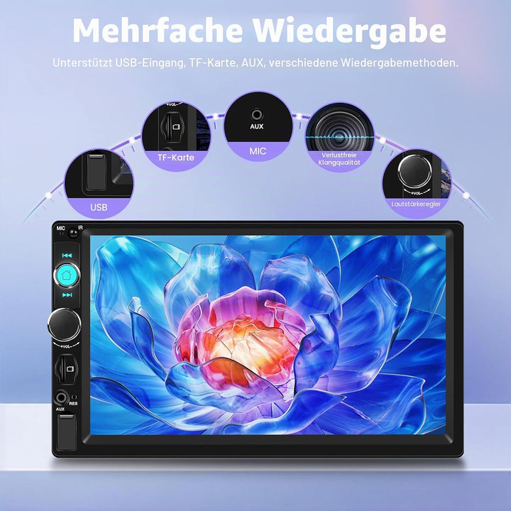 Rimoody Autoradio 1 Din mit Carplay Android Auto Wireless, 7 Zoll Touchscreen 1 Din Radio mit Mirror