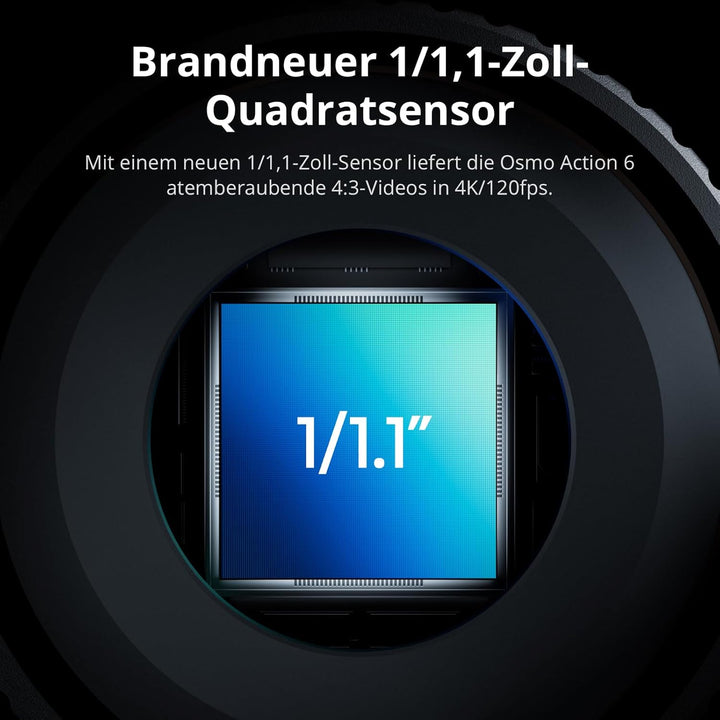 DJI Osmo Action 6 Essential Combo, Action-Cam mit 1/1,1″-Quadratsensor, Variable Blende von f/2,0-f/