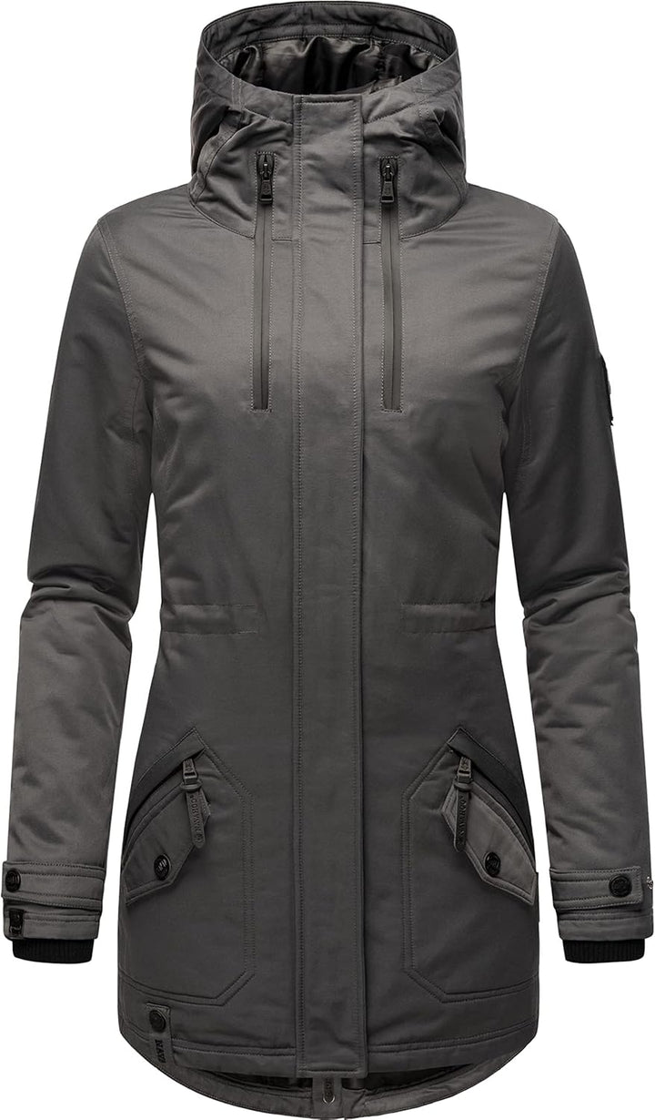 Navahoo Damen Warmer Winter Kurzmantel Avrille II XS-XXL XS Anthracite, XS Anthracite