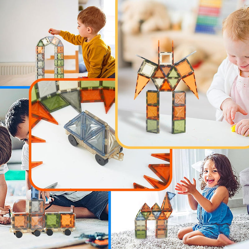 Hawthyhome Magnetische Bausteine 100 Teile, Magnetbausteine Magnetspielzeug Magnet Spielzeug Kinder,