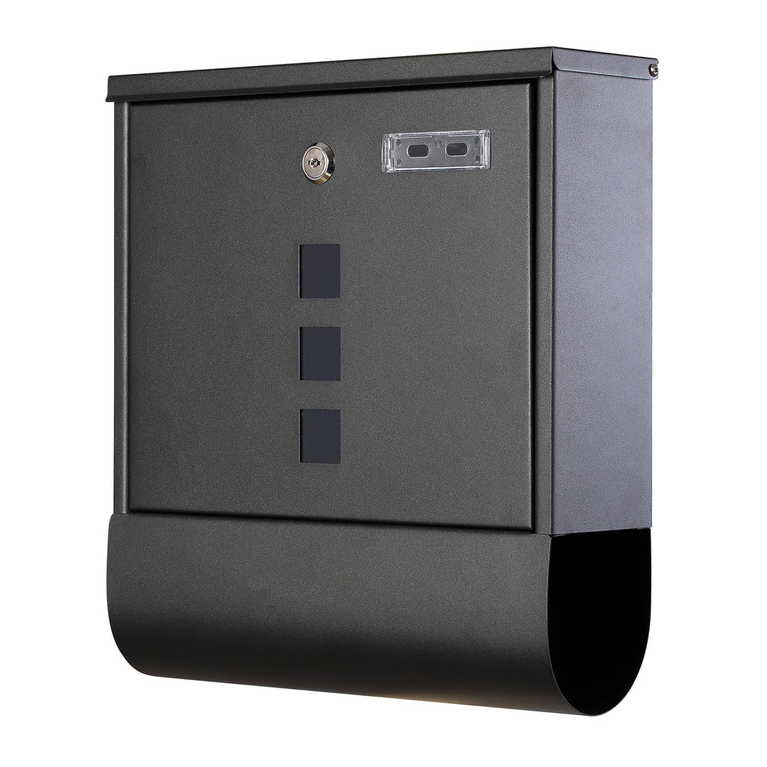 Grafner Design Briefkasten schwarz mit Zeitungsfach, pulverbeschichtet, abschliessbar – 2 Schlüssel