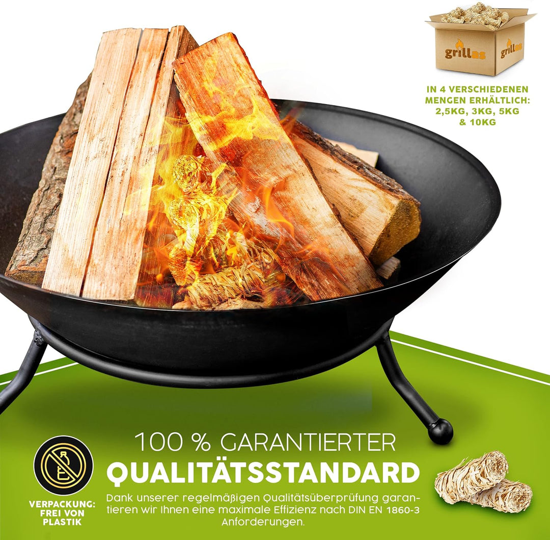 grillas 5 kg Bio-Kaminanzünder und Öko-Grillanzünder ca. 400 Stück aus Holzwolle, in pflanzlichem Wa