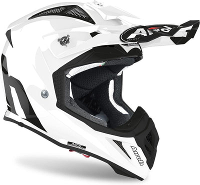 Airoh Motocross-Helm Aviator Ace - Matt - Schwarz Weiss XL, Weiss XL