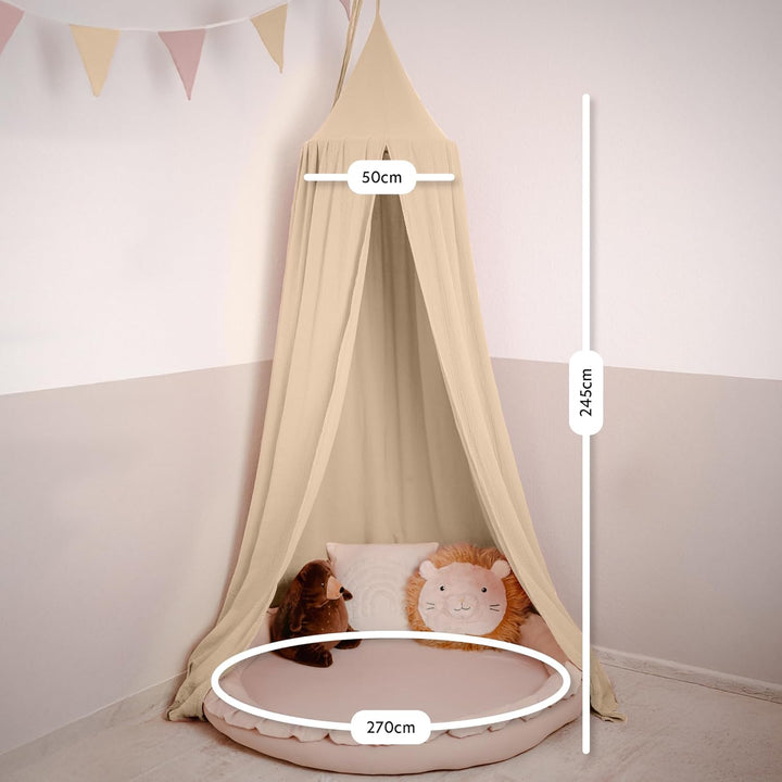 Baldachin Kinderzimmer [in 12 Farben] - Betthimmel aus 100% Baumwolle Musselin Handmade für Mädchen
