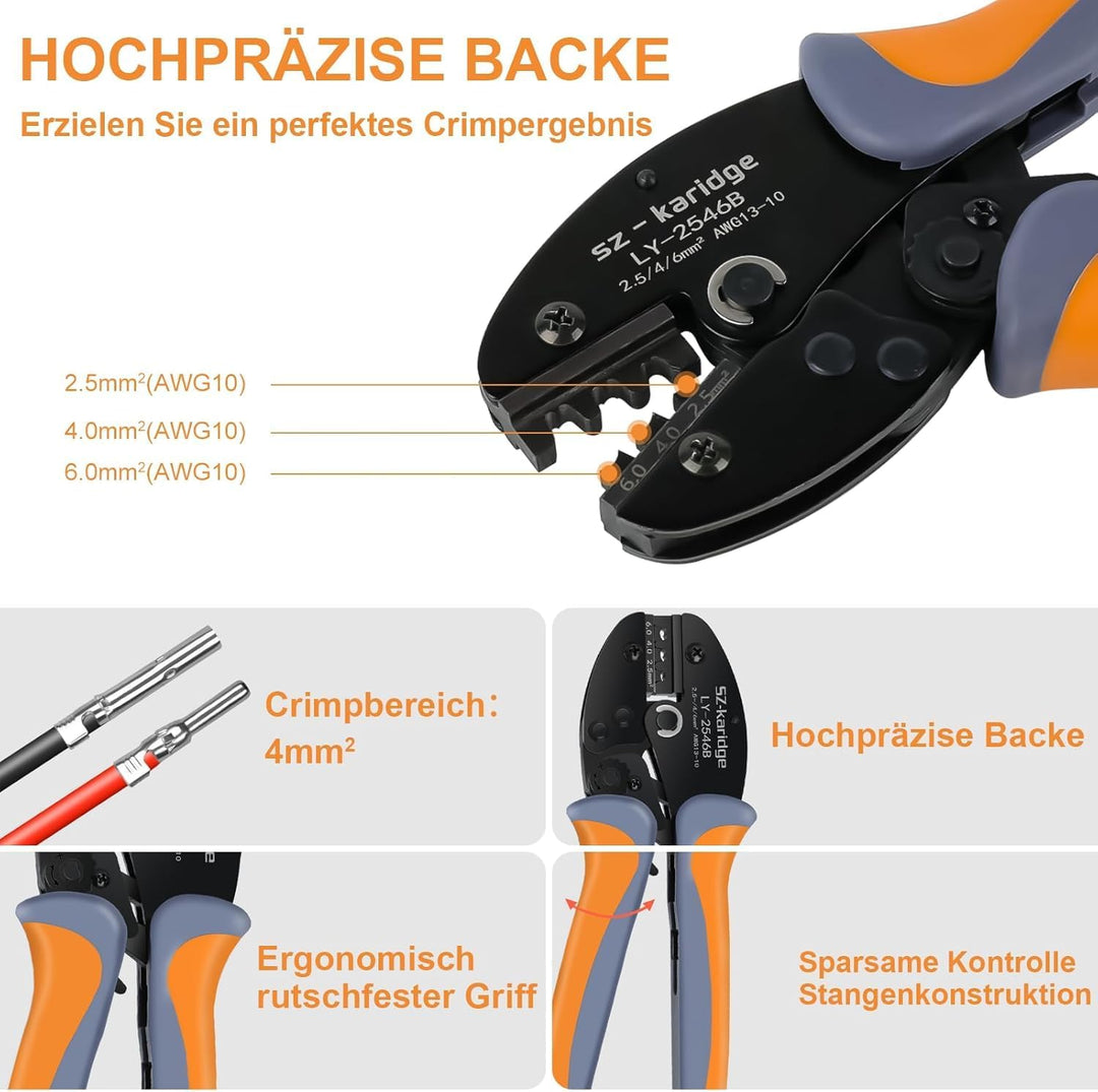 40 Paar Solarstecker Crimpzange-Set für 2,5/4/6mm² Solarpanel-Kabel, Photovoltaik-Stecker, Steckverb