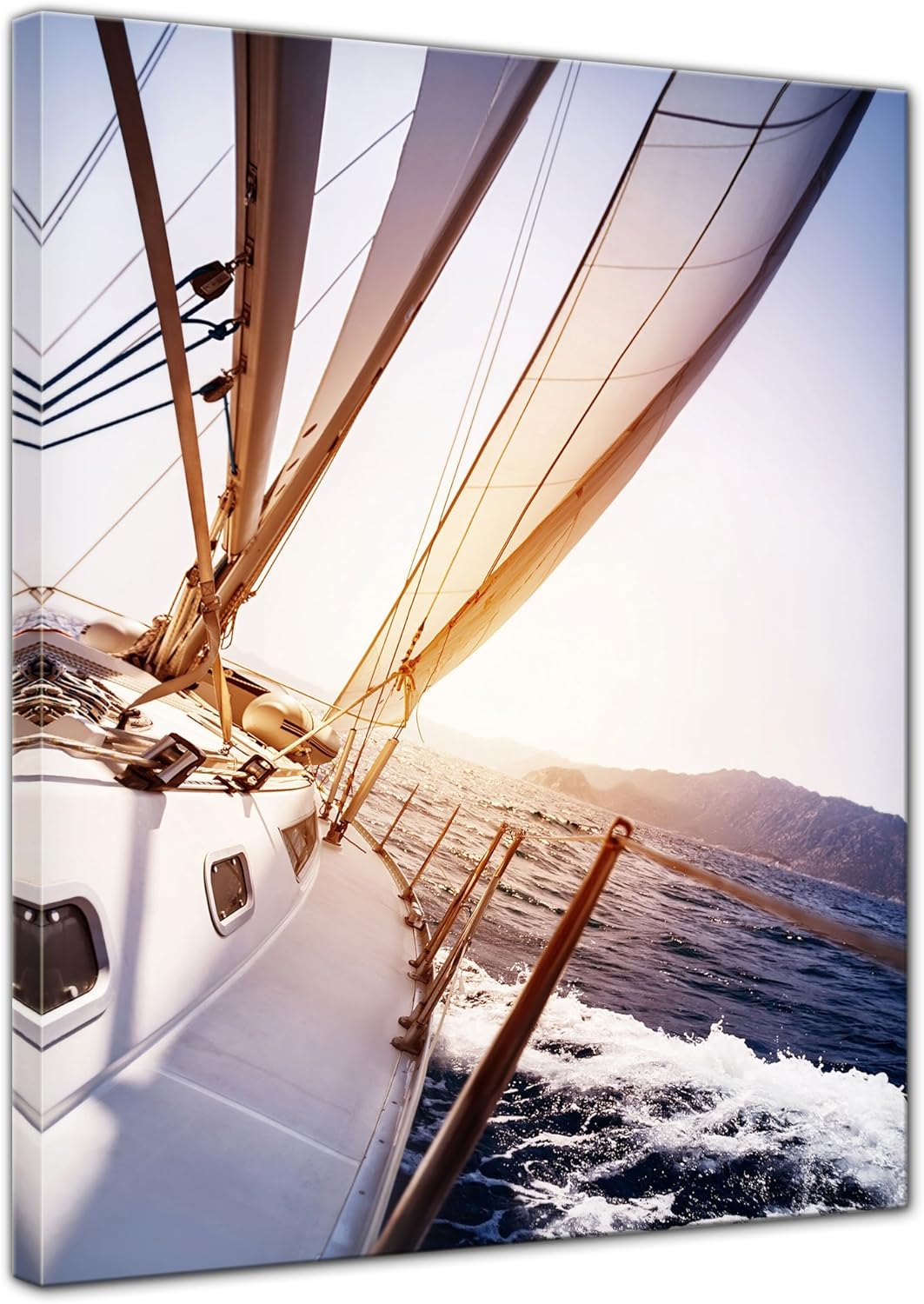 Bilderdepot24 Bild auf Leinwand | Yacht auf See in 60x80 cm als Wandbild | Wand-deko Dekoration Wohn
