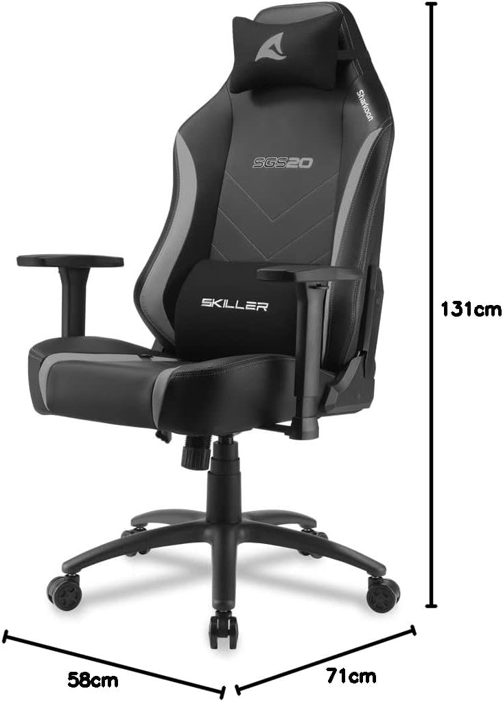 Sharkoon, Kunstleder, Schwarz/Grau Skiller SGS20 Gaming Stuhl, Normal