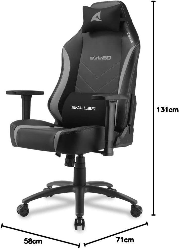 Sharkoon, Kunstleder, Schwarz/Grau Skiller SGS20 Gaming Stuhl, Normal