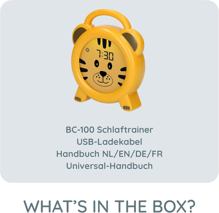Alecto BC100TIGER - Pädagogischer Wecker Kinder - Schlaftrainer & Nachtlicht Kinder - Lernen von Sch