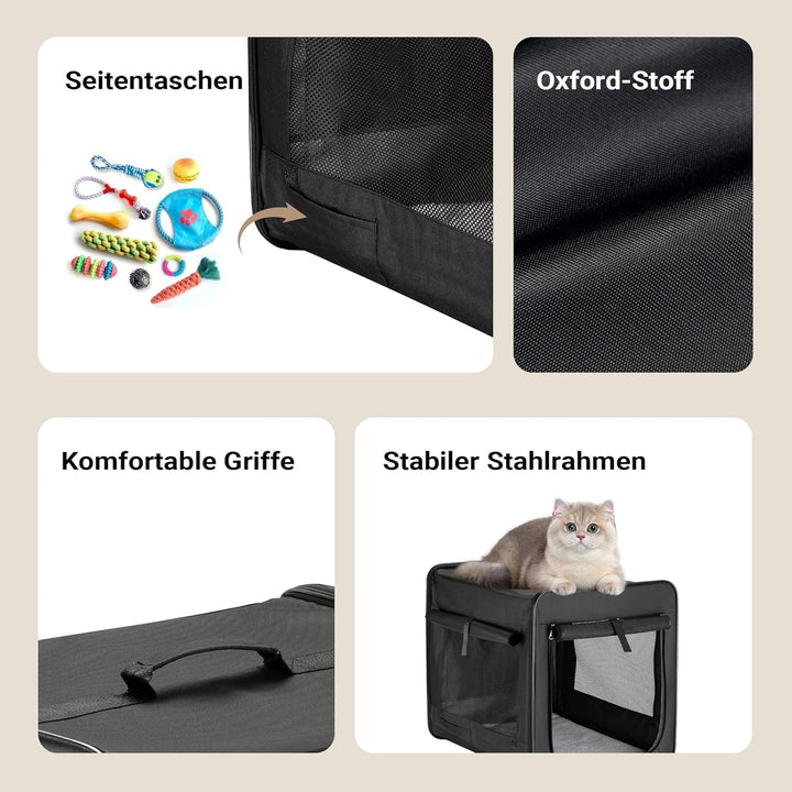 Fudajo Faltbare Transportbox für Hunde, Katzen S (42x36x41 cm), robust, leicht, sicher, Hundebox mit