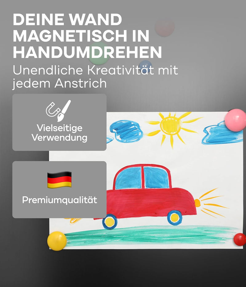 plid® Magnetfarbe Anthrazitgrau - [überstreichbar] - auf Wänden, Türen, Möbeln - z. B. Holz,-Metall-
