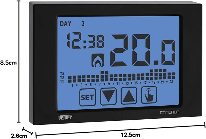 VEMER VE454500 CHRONOS - Digital Heizungsthermostat, Raumthermostat mit Touchscreen-LCD-Anzeige, Str