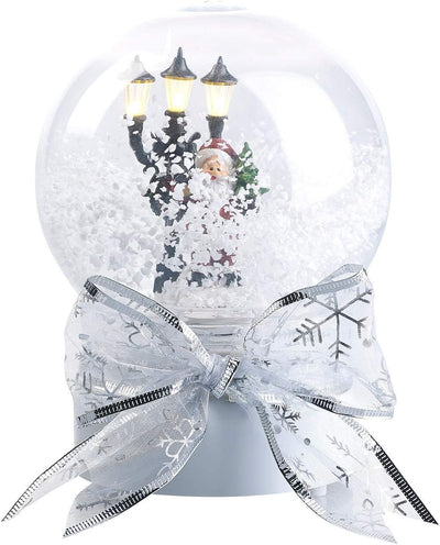 infactory Schneekugel: 2er-Set Schneekugeln mit singendem Weihnachtsmann, LED-Laterne (Schneekugel W