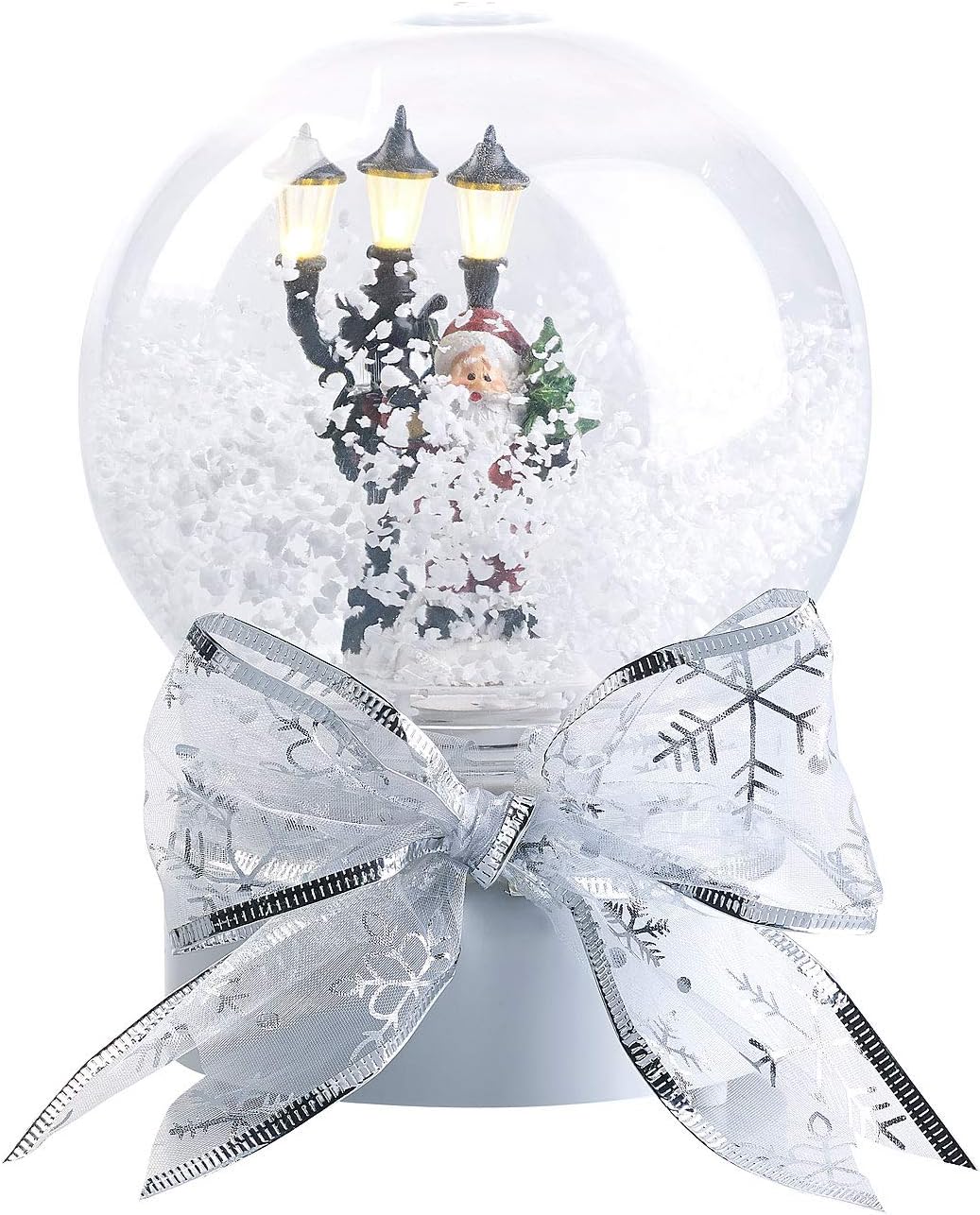 infactory Schneekugeln: Schneekugel mit singendem Weihnachtsmann, berührungsaktiv, LED-Laterne (Schn