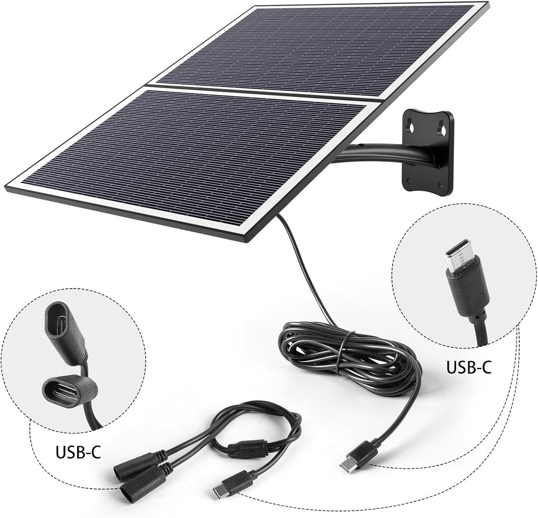Xega 20W Solarpanel für Akku Überwachungskamera Aussen, Type-C Schnittstelle, für Solar IP Kamera, (