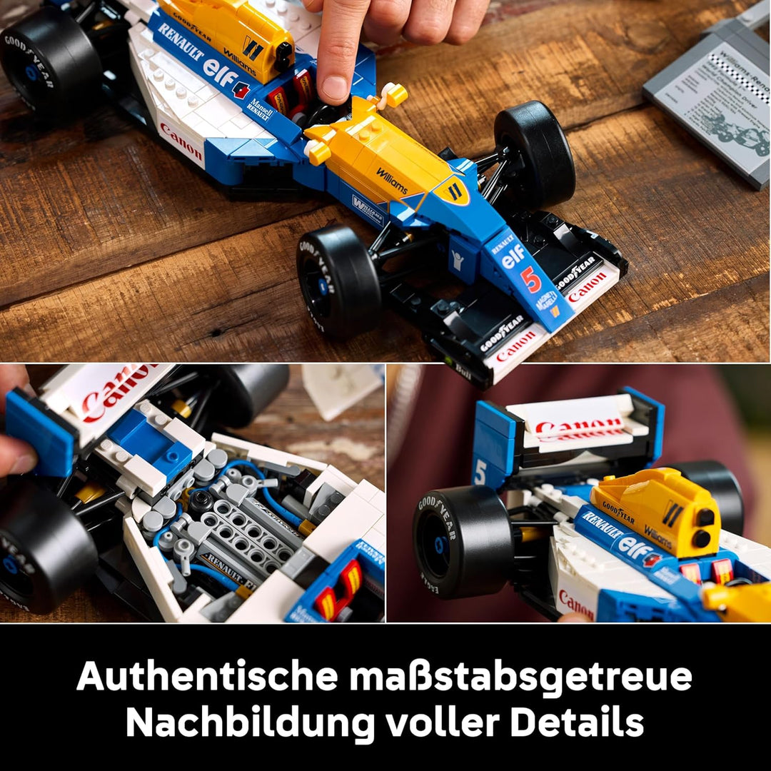 LEGO Icons Williams Racing FW14B mit Nigel Mansell - F1 Modellauto Set mit Rennfahrer Minifigur zum