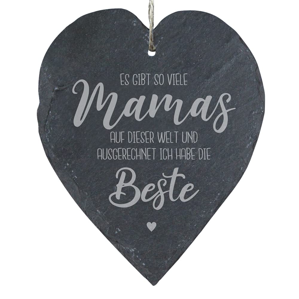 4youDesign Schieferherz mit Gravur -Es gibt so viele Mamas auf Dieser Welt- Geschenk für Frauen - Ge