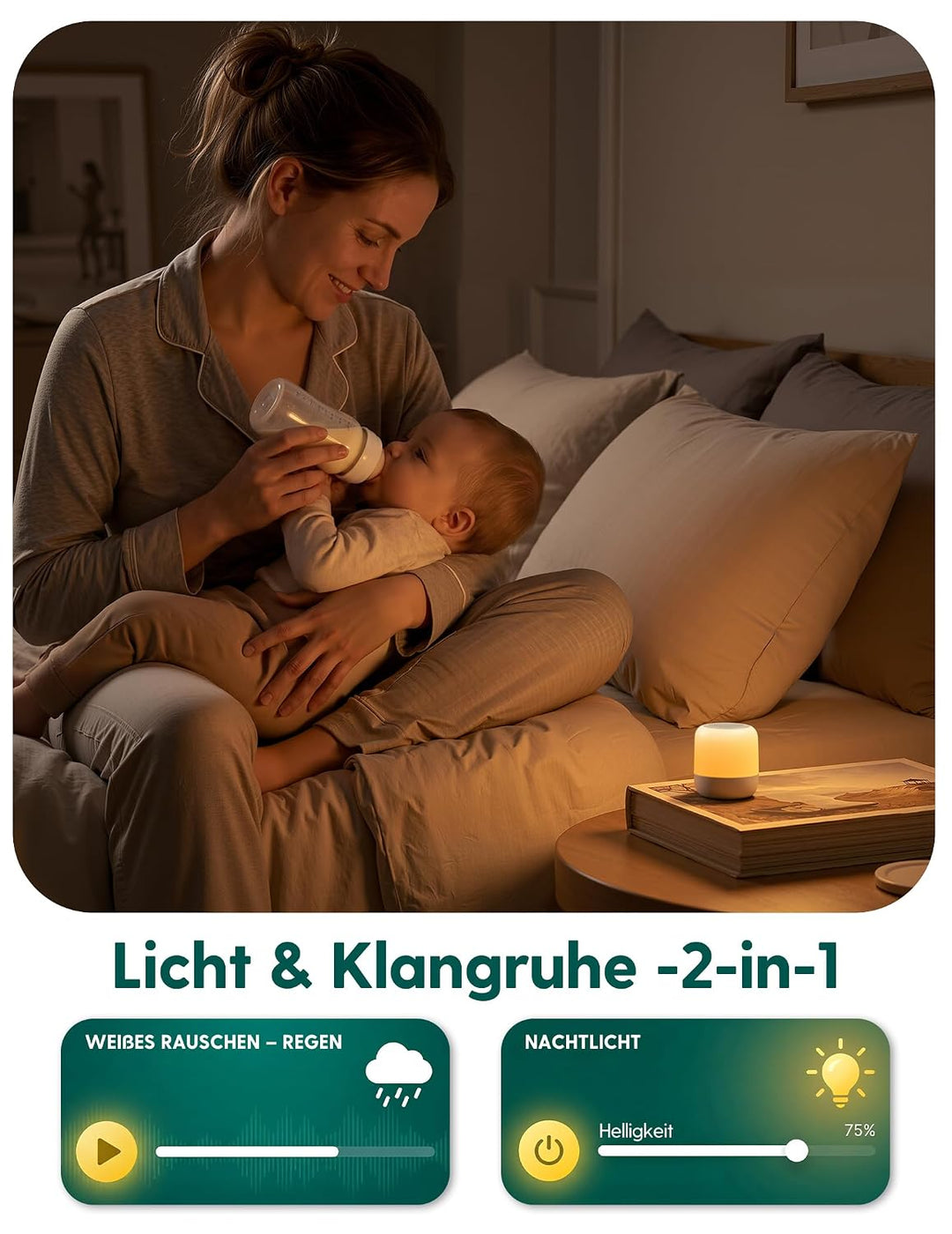 Babelio White Noise Machine Baby - Pocket Glow Verbesserte Nachtlichter mit 9 Farben, 20 nicht wiede