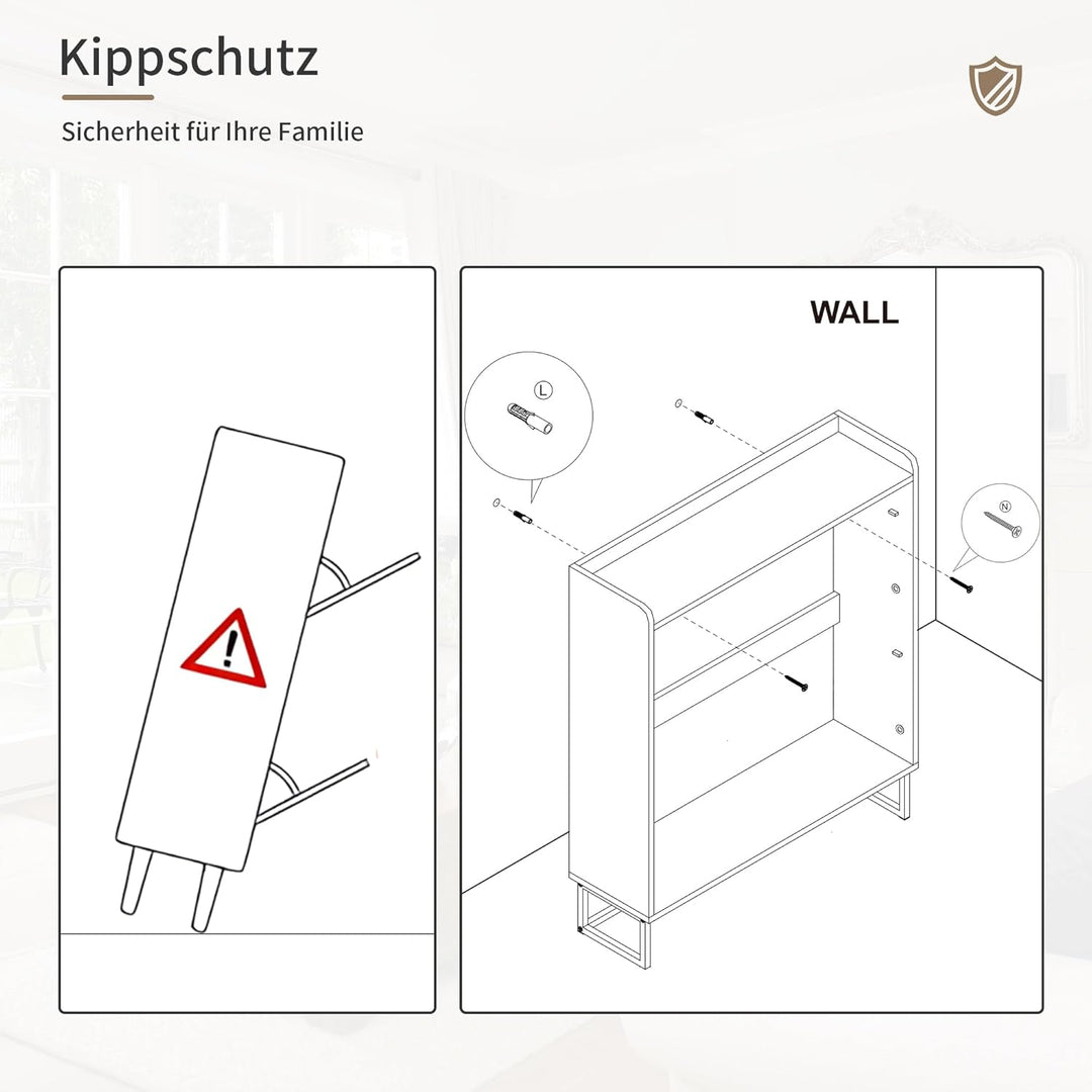 Schuhschrank schmal, Schuhkipper mit 2 Klappen, Schuhregal mit 4 Ablageflächen für Flur, Schuhkommod