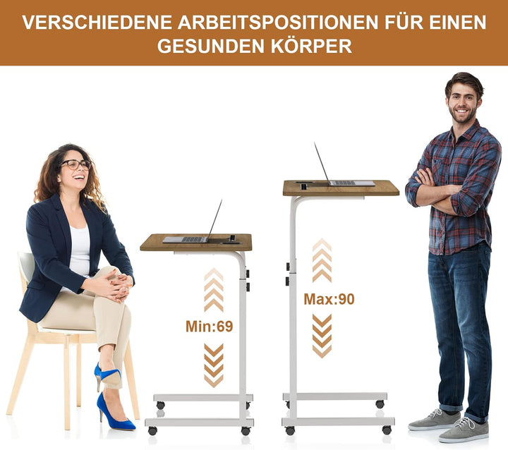 PIPIPOXER 60x40cm Laptoptisch höhenverstellbarer Schreibtisch Computertisch mobiler Laptop Schreibti