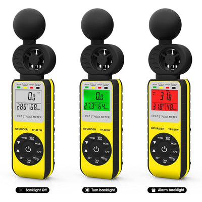 INFURIDER Digitaler Anemometer Windmesser Hand, Hitzestress WBGT-Messgerät Windmessgerät Misst Windg