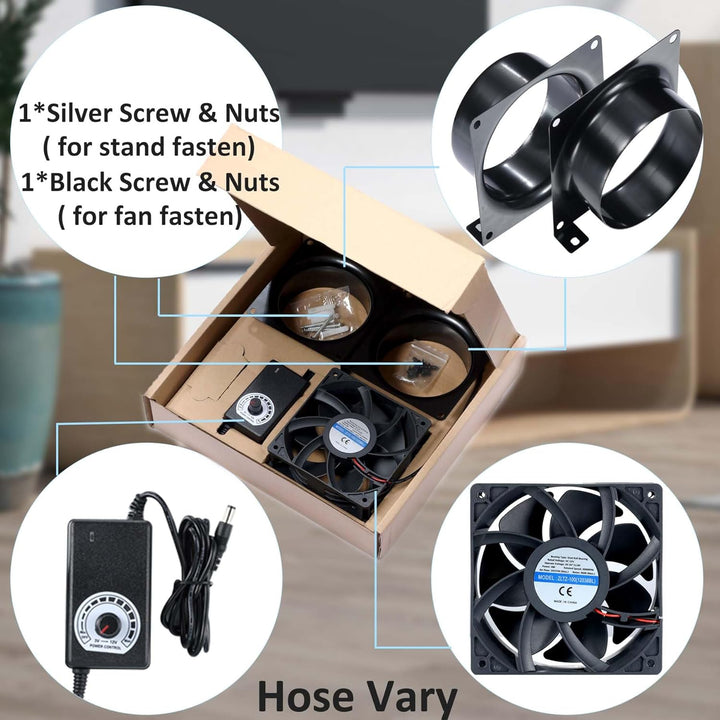 DC12V Rohrventilator 100mm, 3000U/min Lüfter Axiallüfter Abluftventilator 100mm, mit 0~100% Dimmer,